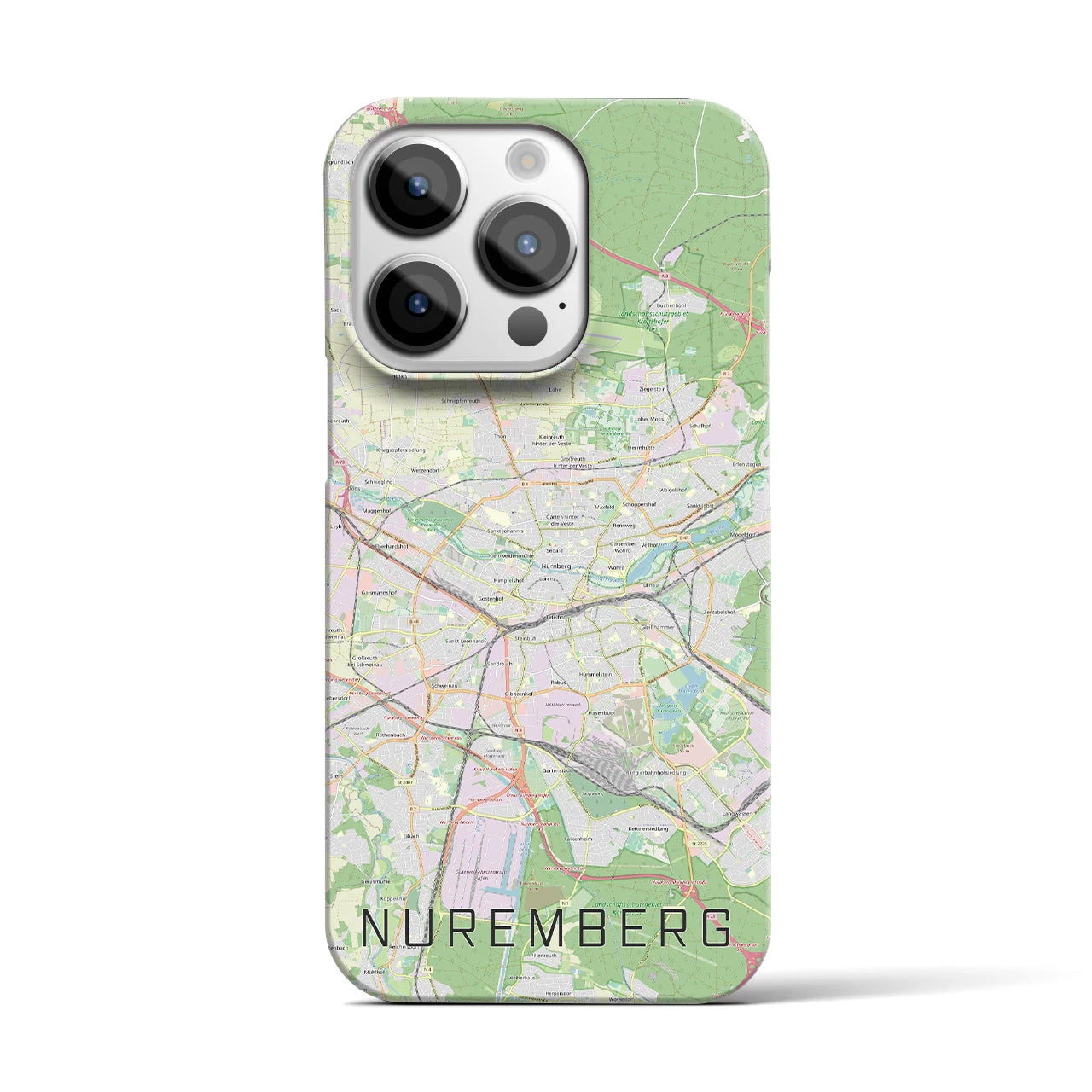 【ニュルンベルク】地図柄iPhoneケース（バックカバータイプ・ナチュラル）iPhone 14 Pro 用
