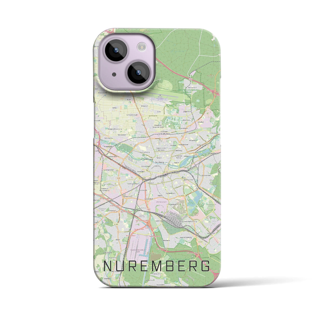 【ニュルンベルク】地図柄iPhoneケース（バックカバータイプ・ナチュラル）iPhone 14 用