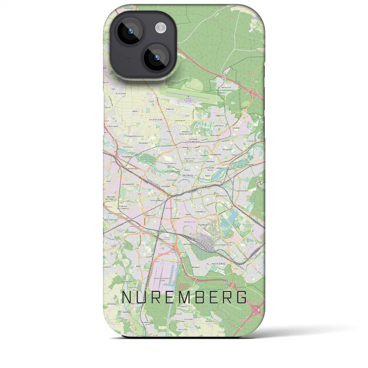 【ニュルンベルク】地図柄iPhoneケース（バックカバータイプ・ナチュラル）iPhone 14 Plus 用