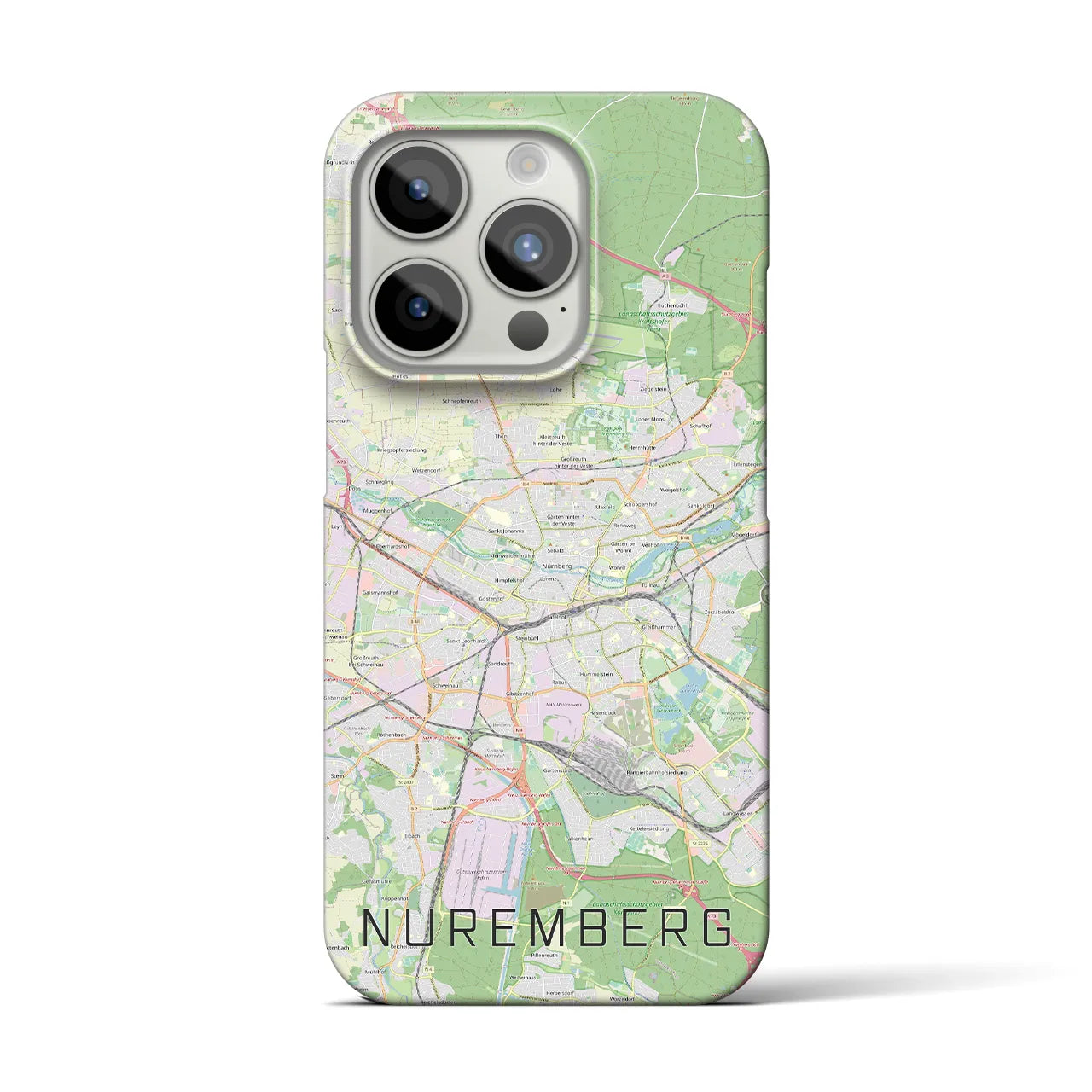 【ニュルンベルク】地図柄iPhoneケース（バックカバータイプ・ナチュラル）iPhone 15 Pro 用