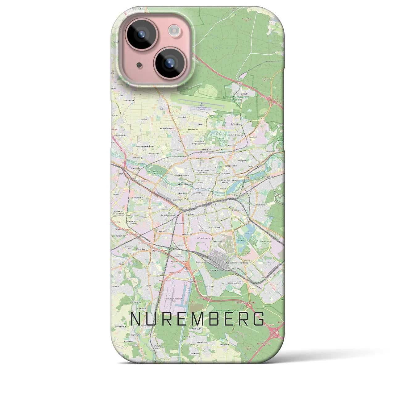 【ニュルンベルク】地図柄iPhoneケース（バックカバータイプ・ナチュラル）iPhone 15 Plus 用
