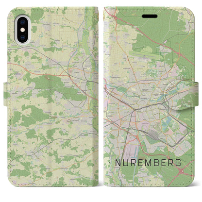 【ニュルンベルク（ドイツ）】地図柄iPhoneケース（手帳タイプ）ナチュラル・iPhone XS Max 用