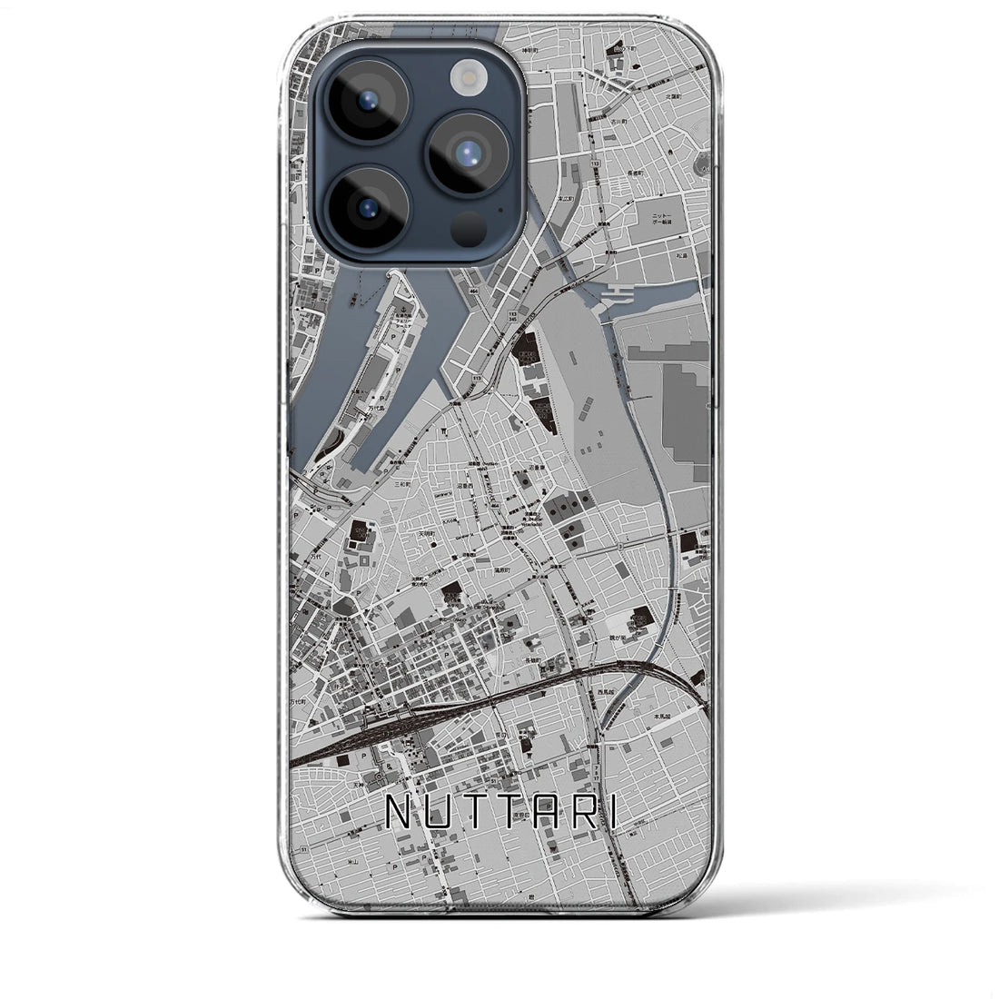 【沼垂】地図柄iPhoneケース（クリアタイプ・モノトーン）iPhone 15 Pro Max 用