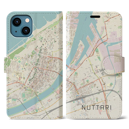 【沼垂（新潟県）】地図柄iPhoneケース（手帳タイプ）ナチュラル・iPhone 13 用