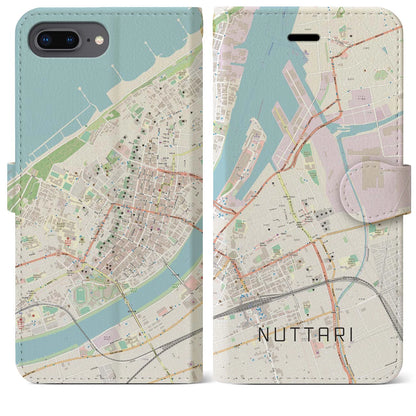 【沼垂（新潟県）】地図柄iPhoneケース（手帳タイプ）ナチュラル・iPhone 8Plus /7Plus / 6sPlus / 6Plus 用