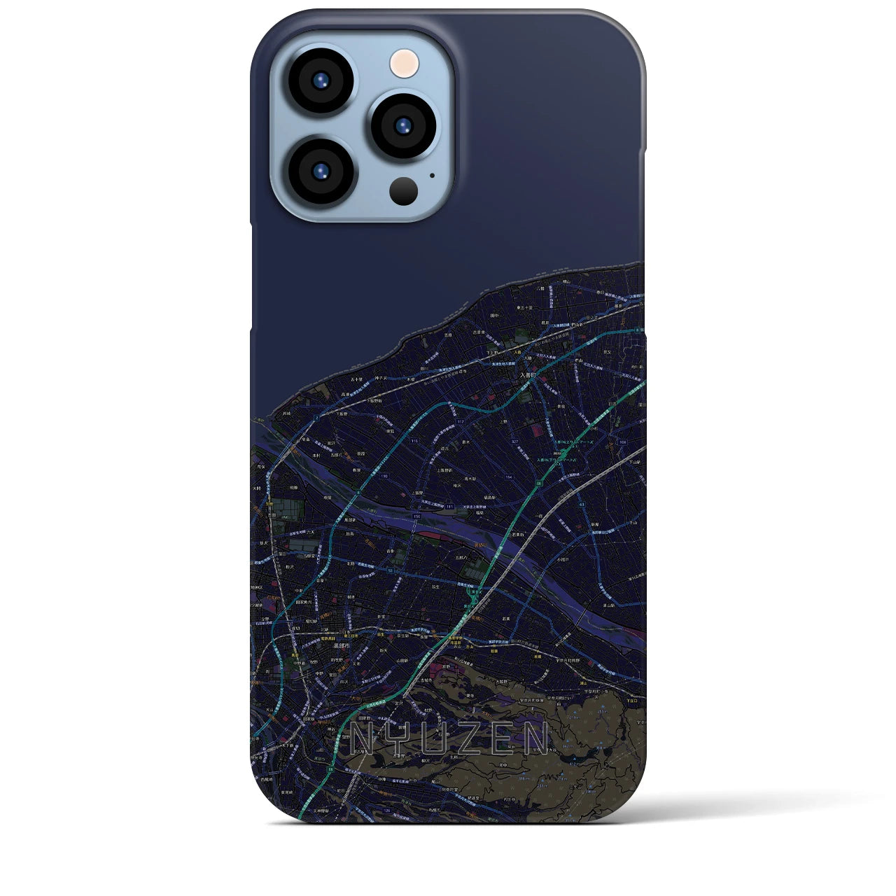 【入善】地図柄iPhoneケース（バックカバータイプ・ブラック）iPhone 13 Pro Max 用