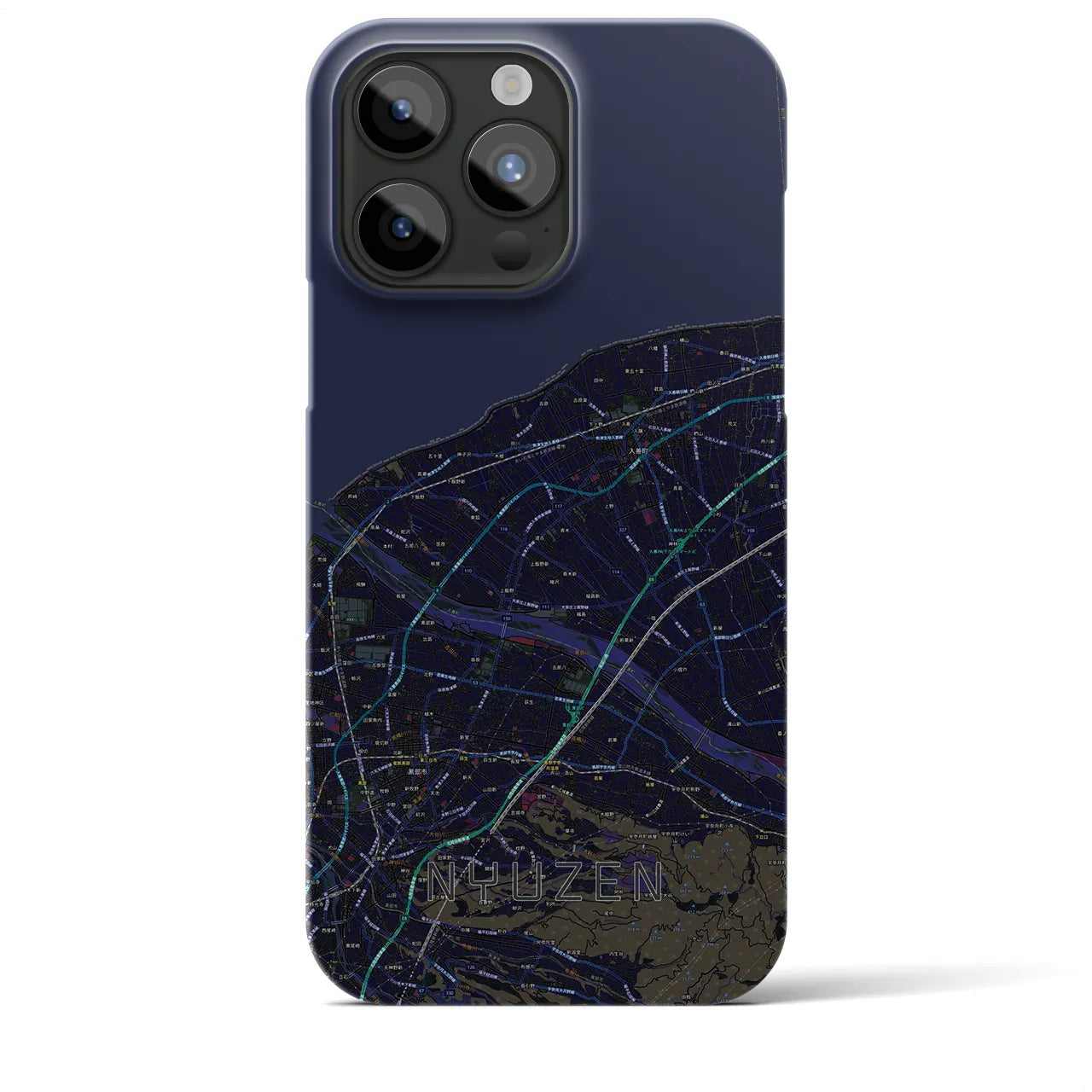 【入善】地図柄iPhoneケース（バックカバータイプ・ブラック）iPhone 15 Pro Max 用
