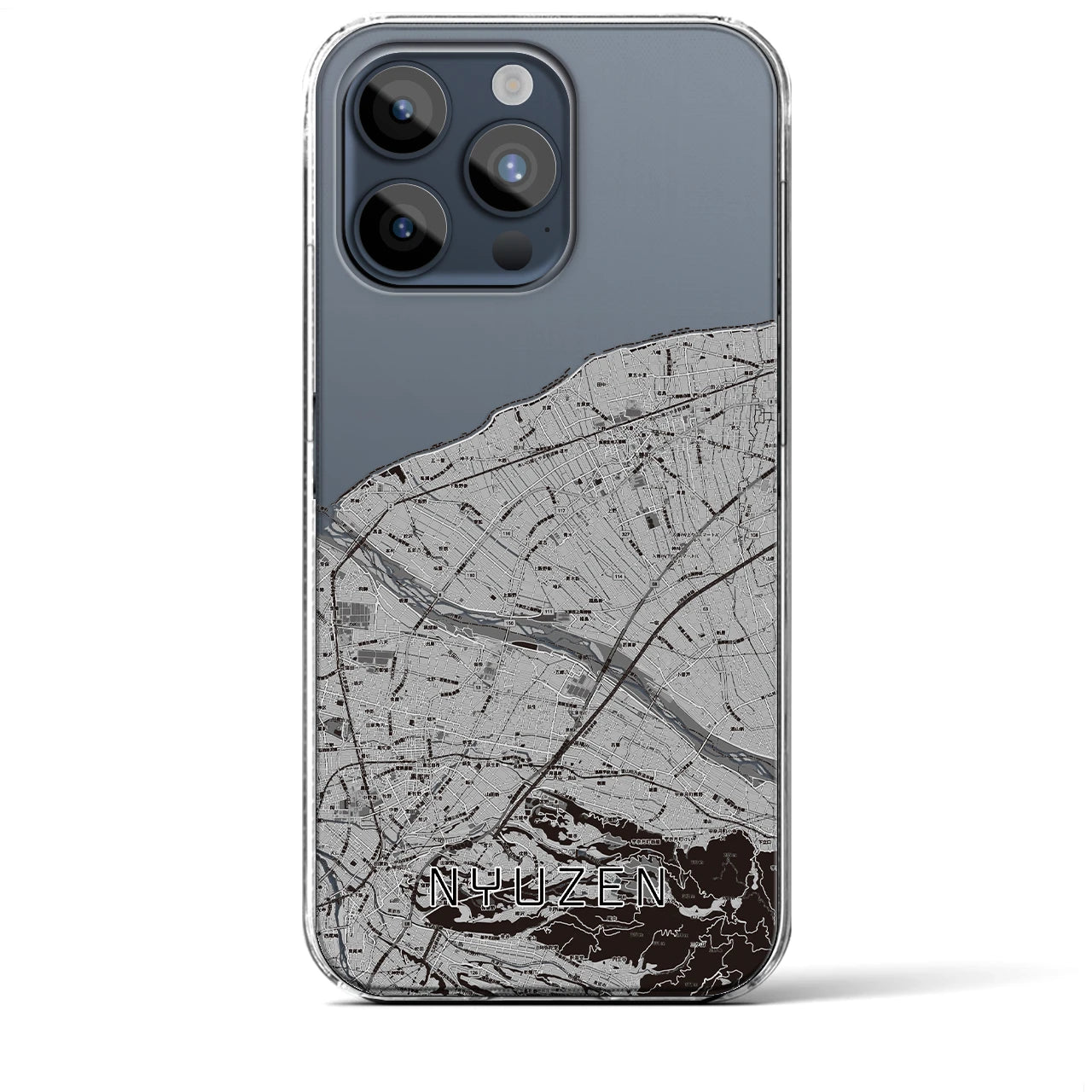 【入善】地図柄iPhoneケース（クリアタイプ・モノトーン）iPhone 15 Pro Max 用