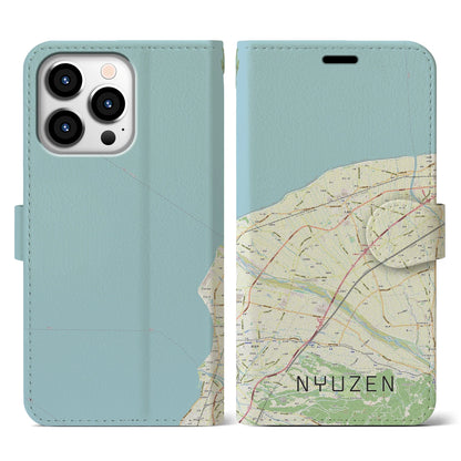 【入善（富山県）】地図柄iPhoneケース（手帳タイプ）ナチュラル・iPhone 13 Pro 用