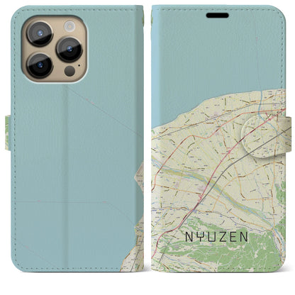 【入善（富山県）】地図柄iPhoneケース（手帳タイプ）ナチュラル・iPhone 14 Pro Max 用