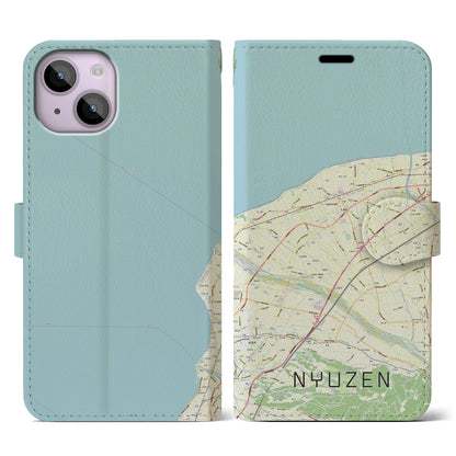 【入善（富山県）】地図柄iPhoneケース（手帳タイプ）ナチュラル・iPhone 14 用