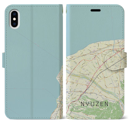 【入善（富山県）】地図柄iPhoneケース（手帳タイプ）ナチュラル・iPhone XS Max 用