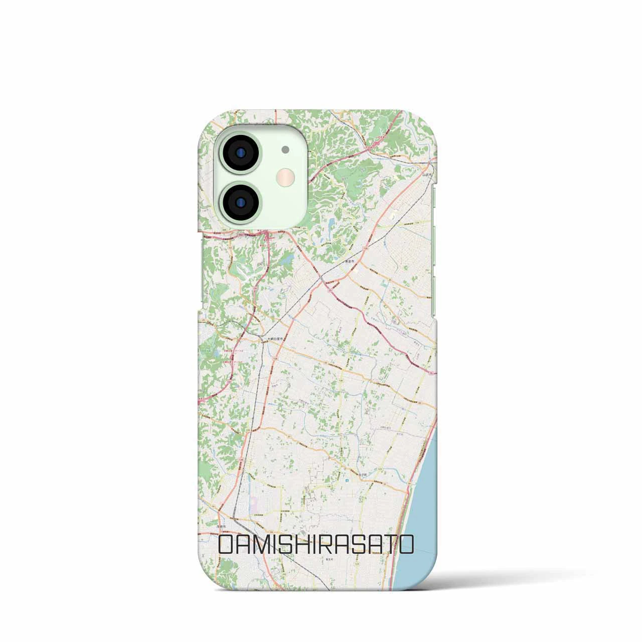 【大網白里】地図柄iPhoneケース（バックカバータイプ・ナチュラル）iPhone 12 mini 用