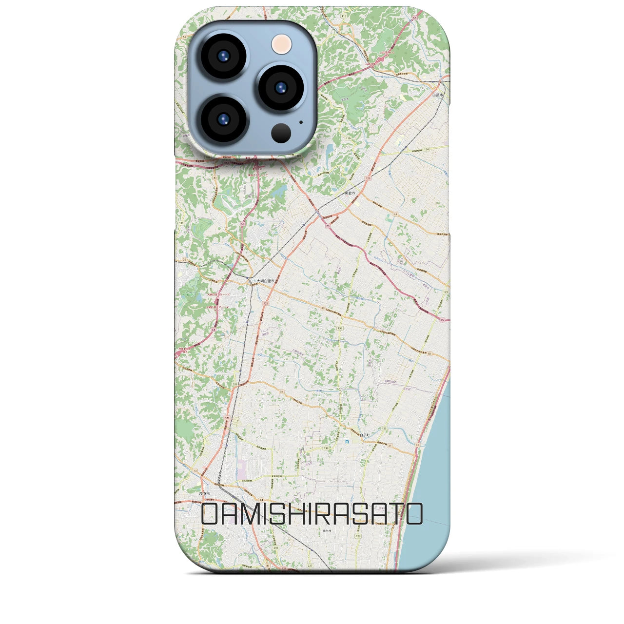 【大網白里】地図柄iPhoneケース（バックカバータイプ・ナチュラル）iPhone 13 Pro Max 用