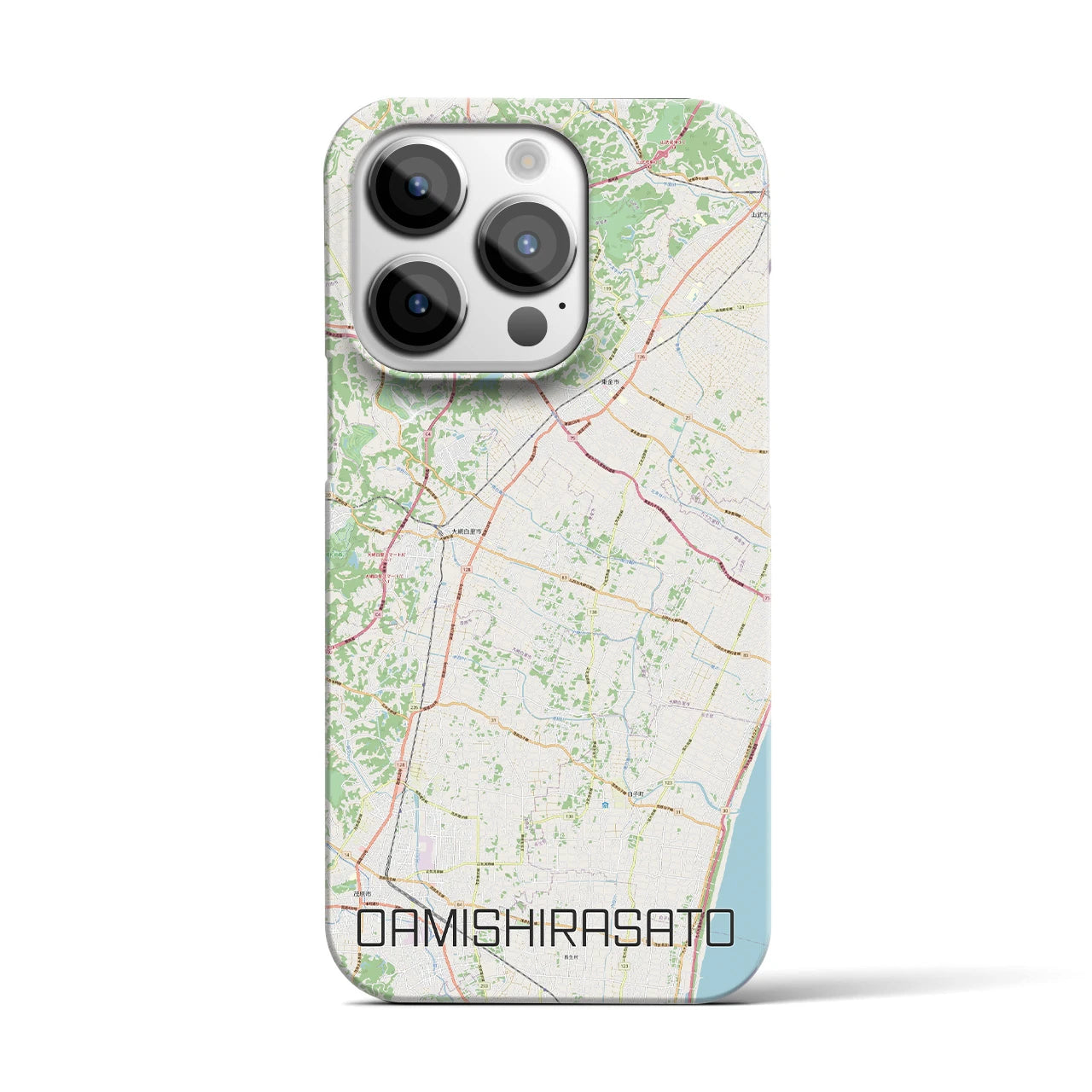 【大網白里】地図柄iPhoneケース（バックカバータイプ・ナチュラル）iPhone 14 Pro 用