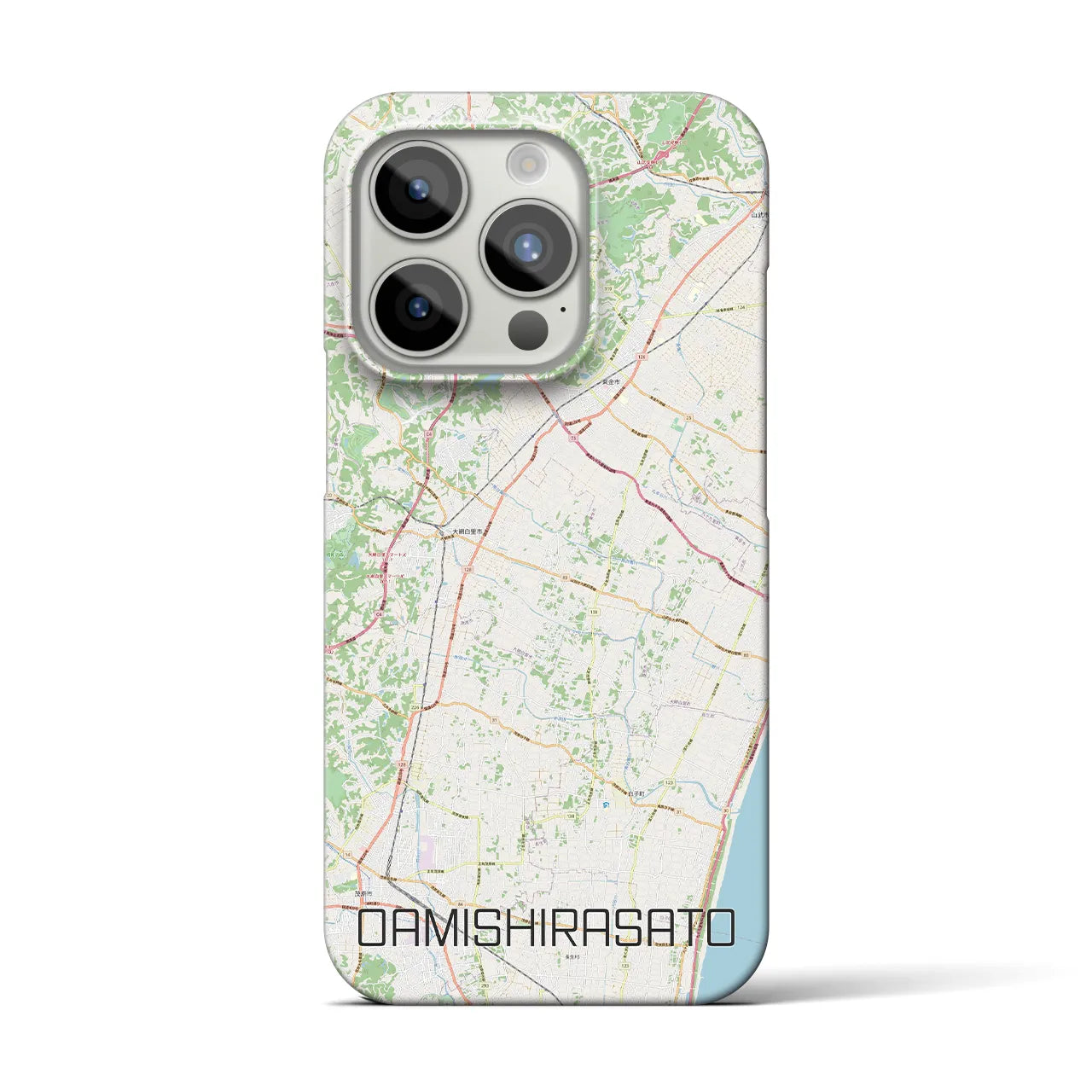 【大網白里】地図柄iPhoneケース（バックカバータイプ・ナチュラル）iPhone 15 Pro 用