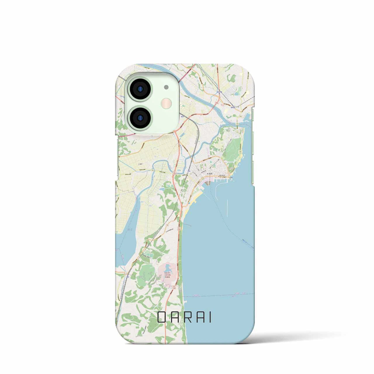 【大洗】地図柄iPhoneケース（バックカバータイプ・ナチュラル）iPhone 12 mini 用