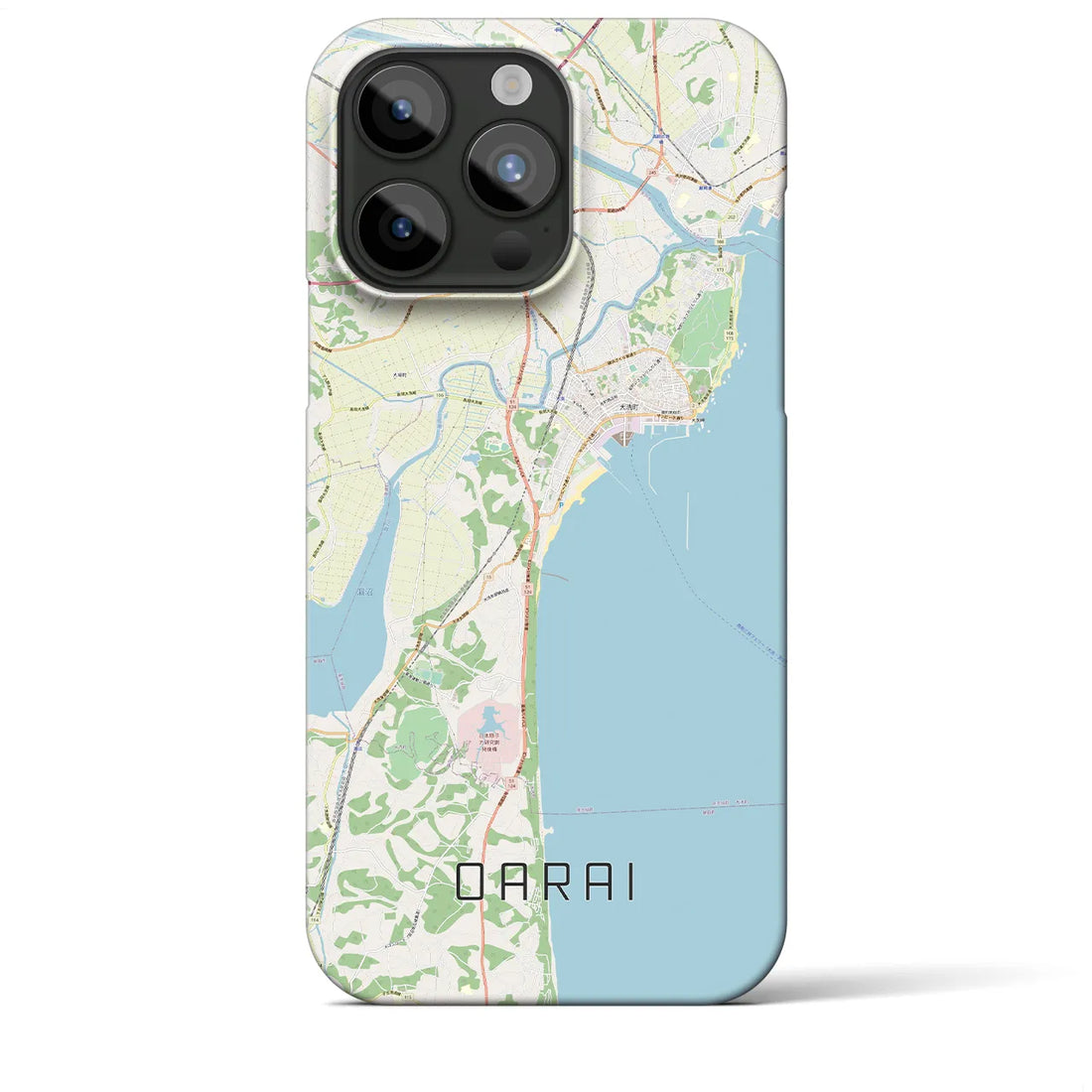 【大洗】地図柄iPhoneケース（バックカバータイプ・ナチュラル）iPhone 15 Pro Max 用