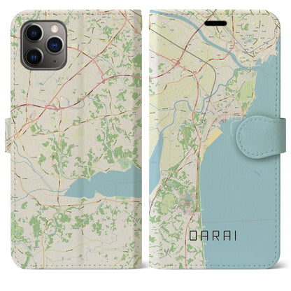 【大洗（茨城県）】地図柄iPhoneケース（手帳タイプ）ナチュラル・iPhone 11 Pro Max 用