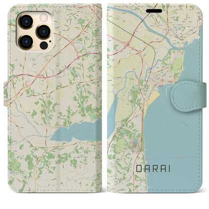 【大洗（茨城県）】地図柄iPhoneケース（手帳タイプ）ナチュラル・iPhone 12 Pro Max 用