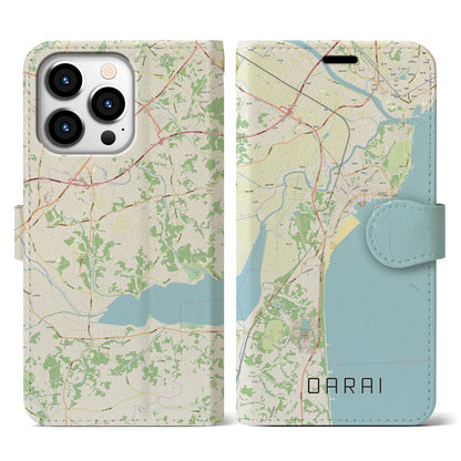 【大洗（茨城県）】地図柄iPhoneケース（手帳タイプ）ナチュラル・iPhone 13 Pro 用