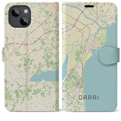 【大洗（茨城県）】地図柄iPhoneケース（手帳タイプ）ナチュラル・iPhone 14 Plus 用