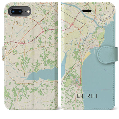 【大洗（茨城県）】地図柄iPhoneケース（手帳タイプ）ナチュラル・iPhone 8Plus /7Plus / 6sPlus / 6Plus 用