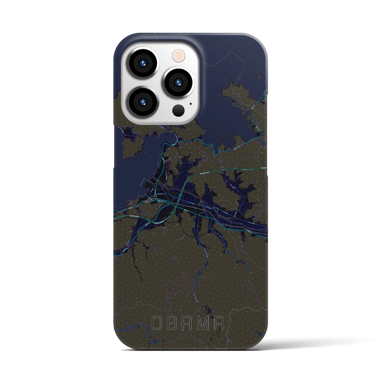 【小浜】地図柄iPhoneケース（バックカバータイプ・ブラック）iPhone 13 Pro 用