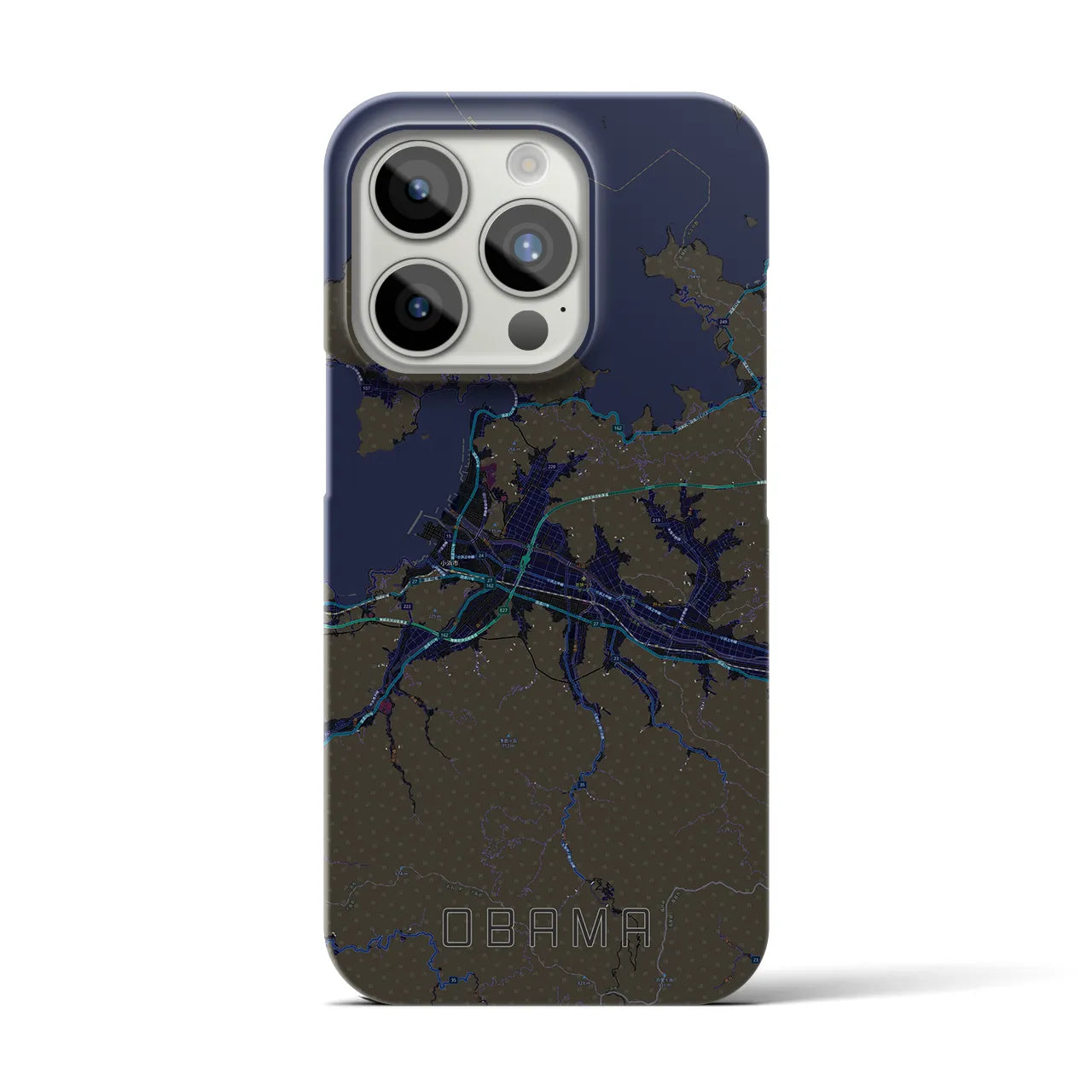 【小浜】地図柄iPhoneケース（バックカバータイプ・ブラック）iPhone 15 Pro 用