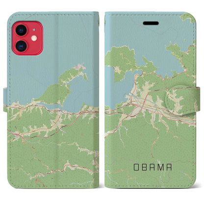 【小浜（福井県）】地図柄iPhoneケース（手帳タイプ）ナチュラル・iPhone 11 用