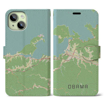 【小浜（福井県）】地図柄iPhoneケース（手帳タイプ）ナチュラル・iPhone 15 用