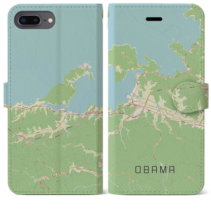 【小浜（福井県）】地図柄iPhoneケース（手帳タイプ）ナチュラル・iPhone 8Plus /7Plus / 6sPlus / 6Plus 用