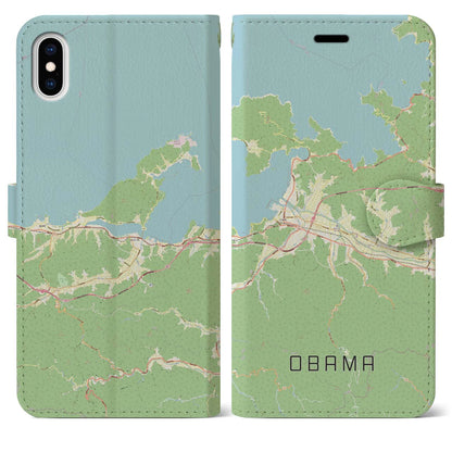 【小浜（福井県）】地図柄iPhoneケース（手帳タイプ）ナチュラル・iPhone XS Max 用