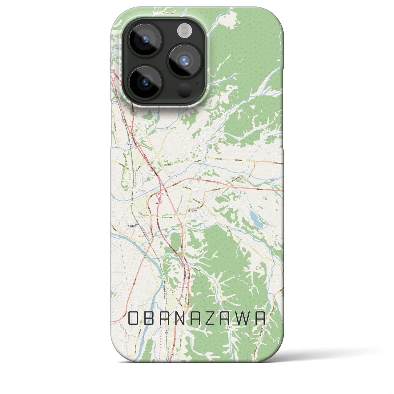 【尾花沢】地図柄iPhoneケース（バックカバータイプ・ナチュラル）iPhone 15 Pro Max 用