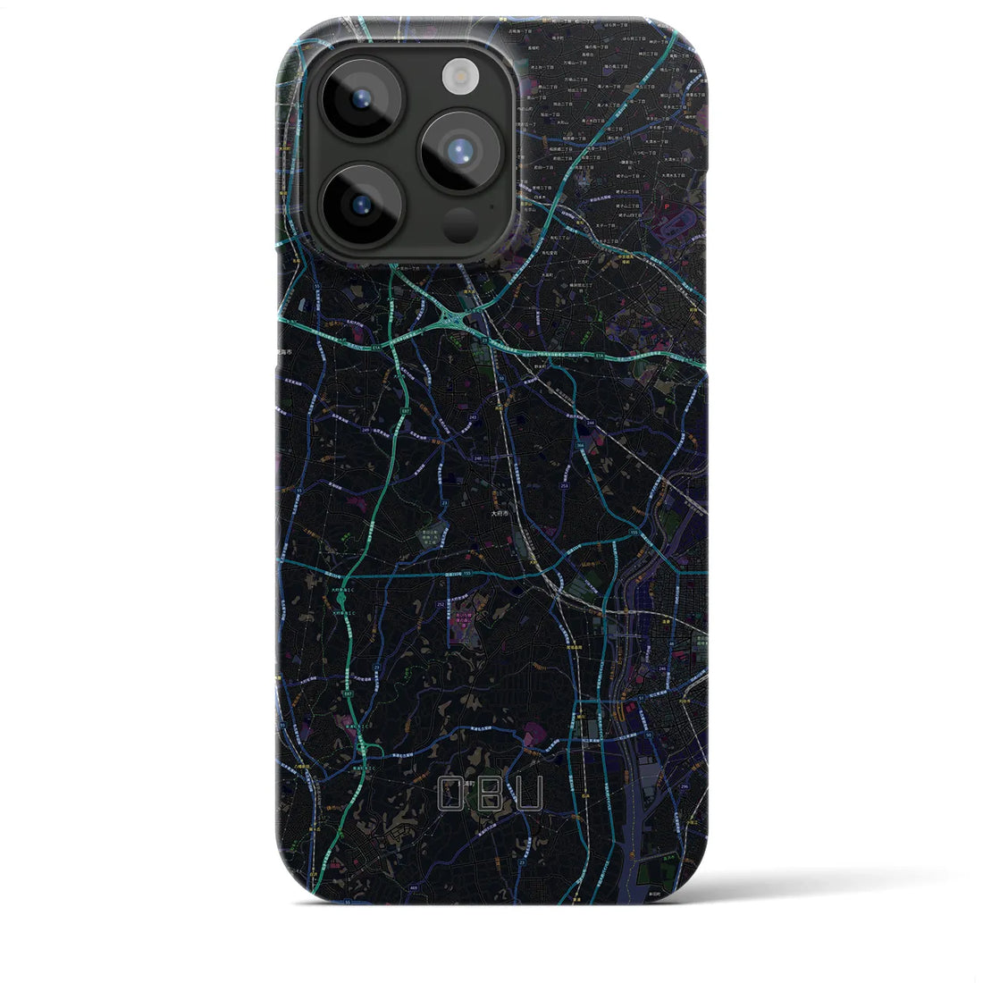 【大府】地図柄iPhoneケース（バックカバータイプ・ブラック）iPhone 15 Pro Max 用