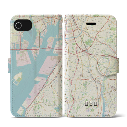 【大府（愛知県）】地図柄iPhoneケース（手帳タイプ）ナチュラル・iPhone SE（第3 / 第2世代） / 8 / 7 / 6s / 6 用