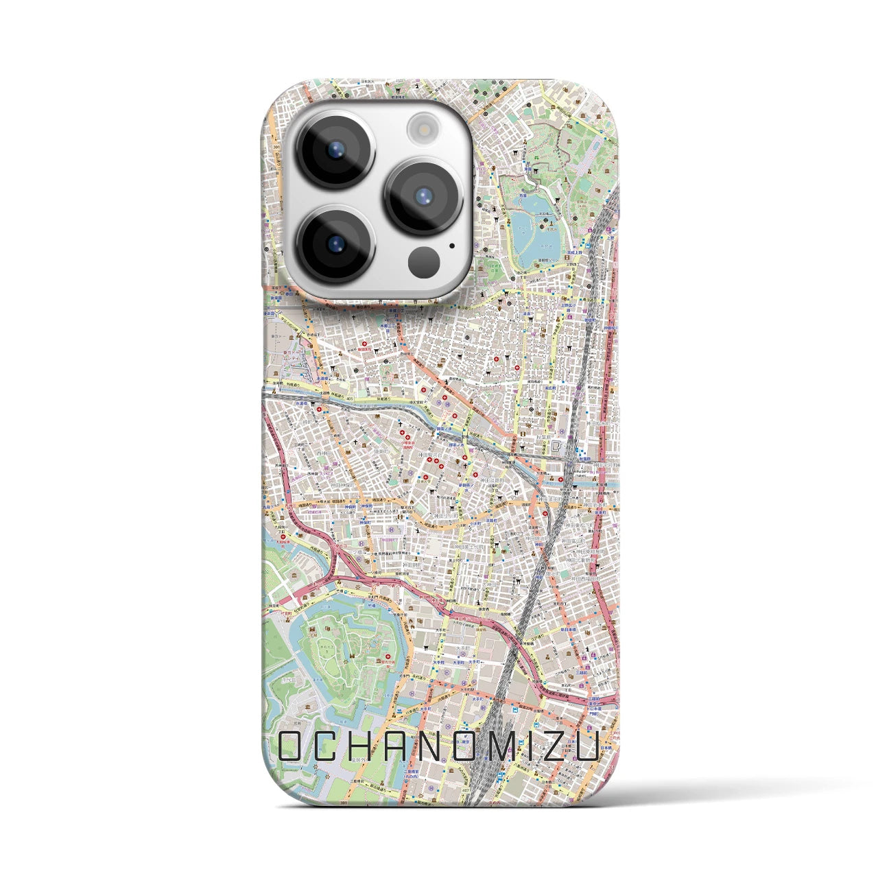 【御茶ノ水】地図柄iPhoneケース（バックカバータイプ・ナチュラル）iPhone 14 Pro 用