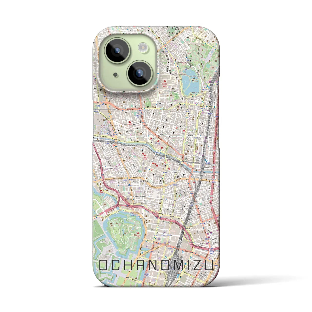 【御茶ノ水】地図柄iPhoneケース（バックカバータイプ・ナチュラル）iPhone 15 用