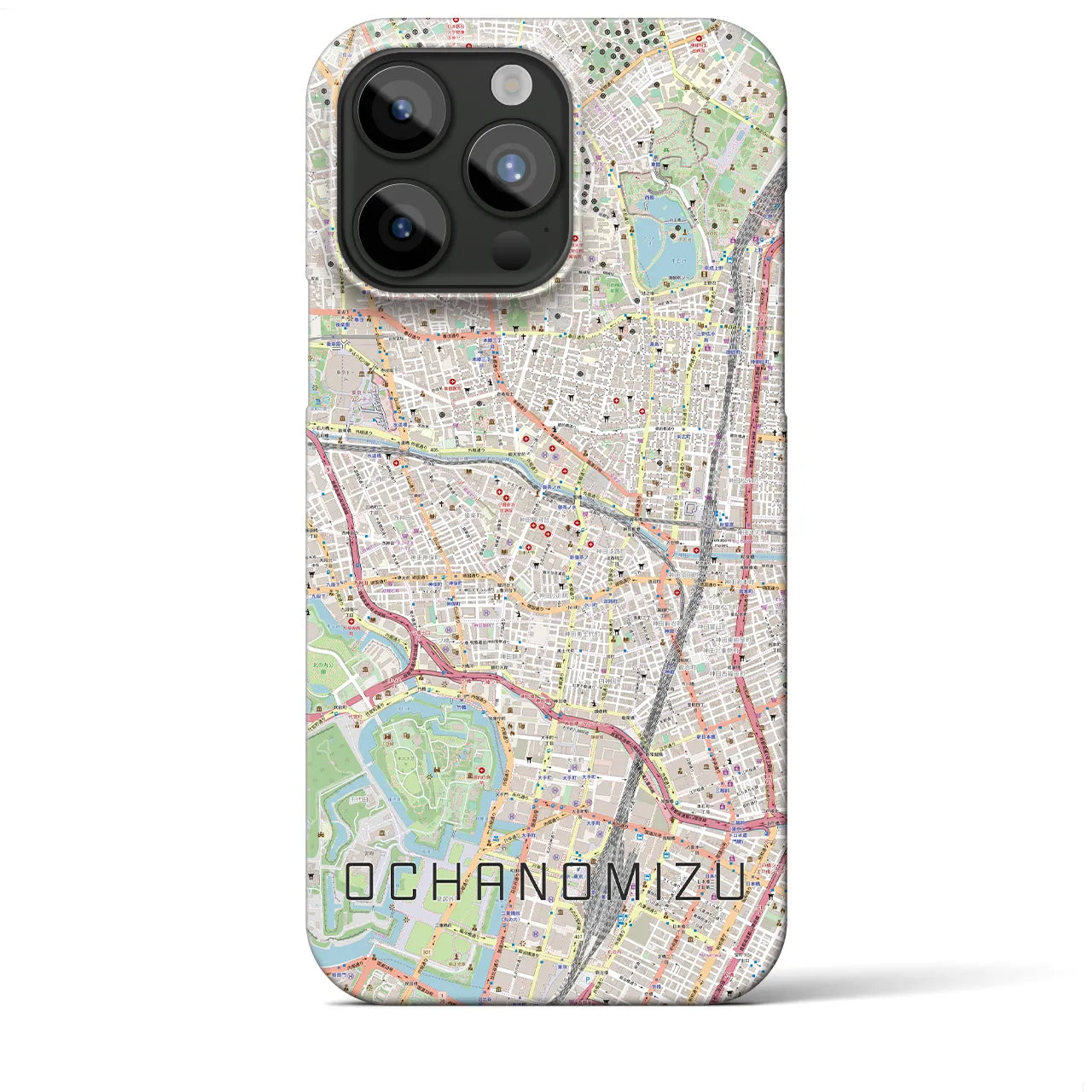 【御茶ノ水】地図柄iPhoneケース（バックカバータイプ・ナチュラル）iPhone 15 Pro Max 用
