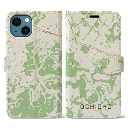 【越智町（千葉県）】地図柄iPhoneケース（手帳タイプ）ナチュラル・iPhone 13 用