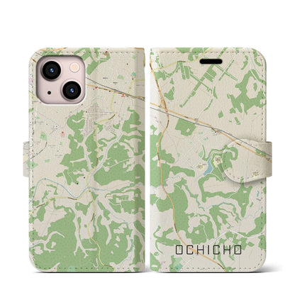 【越智町（千葉県）】地図柄iPhoneケース（手帳タイプ）ナチュラル・iPhone 13 mini 用