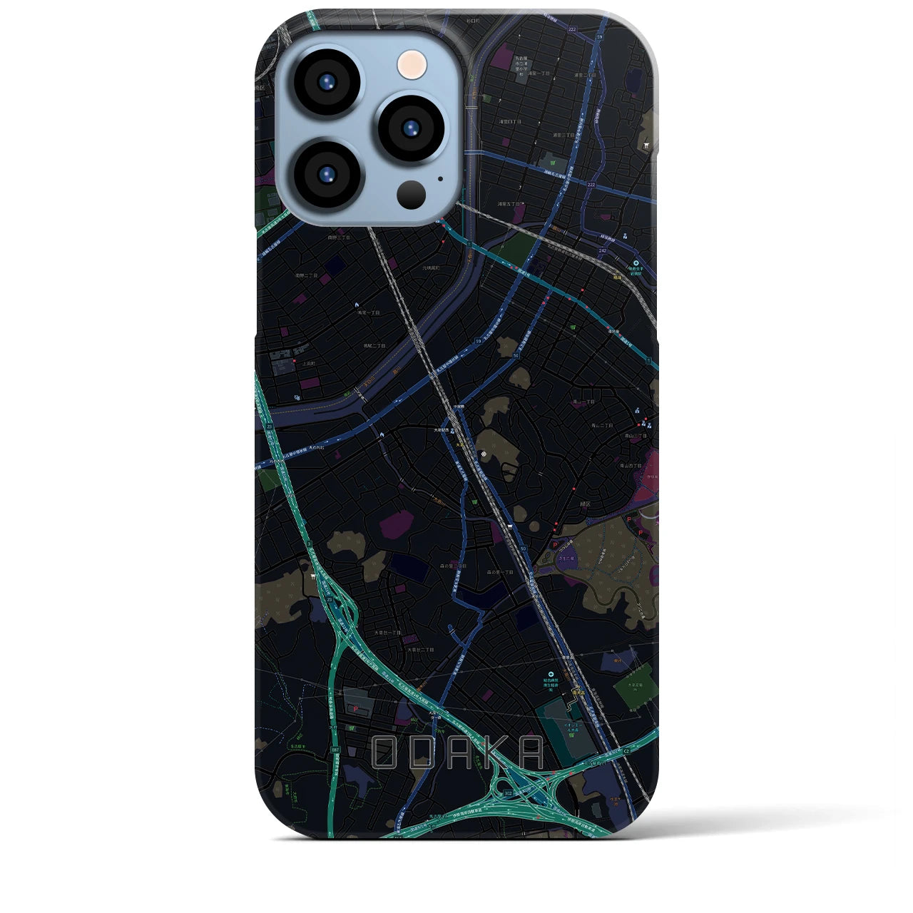 【大高】地図柄iPhoneケース（バックカバータイプ・ブラック）iPhone 13 Pro Max 用