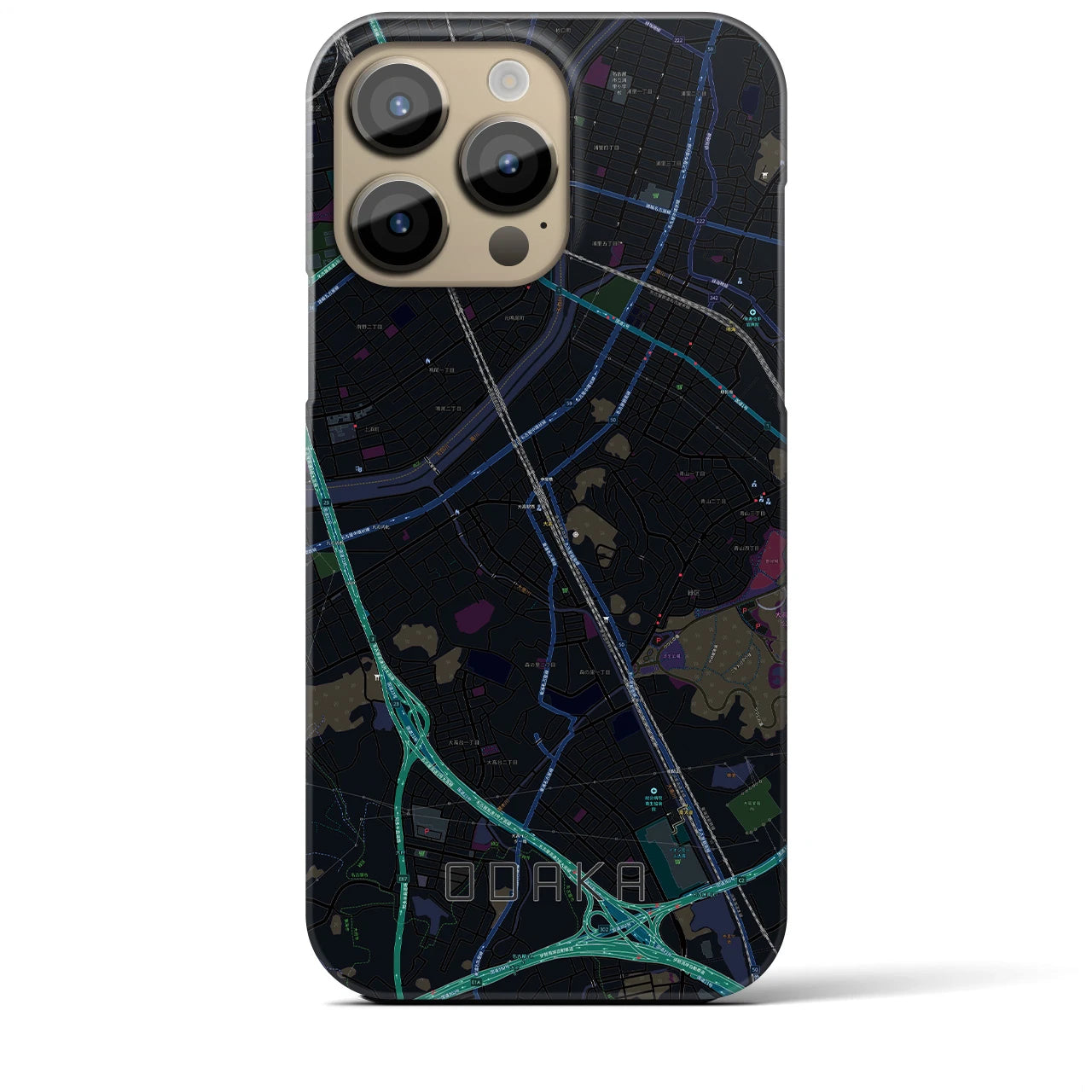 【大高】地図柄iPhoneケース（バックカバータイプ・ブラック）iPhone 14 Pro Max 用