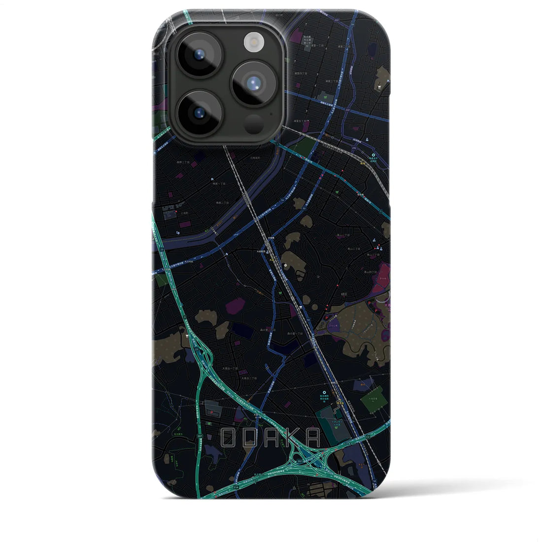 【大高】地図柄iPhoneケース（バックカバータイプ・ブラック）iPhone 15 Pro Max 用