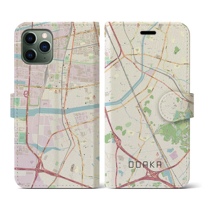 【大高（愛知県）】地図柄iPhoneケース（手帳タイプ）ナチュラル・iPhone 11 Pro 用