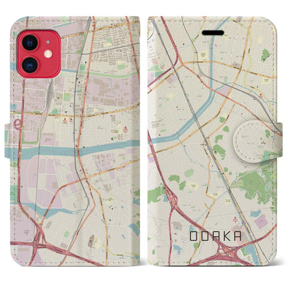 【大高（愛知県）】地図柄iPhoneケース（手帳タイプ）ナチュラル・iPhone 11 用