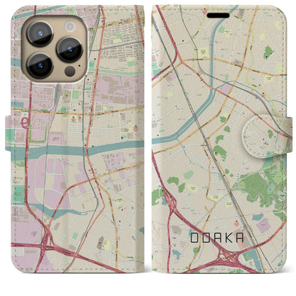 【大高（愛知県）】地図柄iPhoneケース（手帳タイプ）ナチュラル・iPhone 14 Pro Max 用