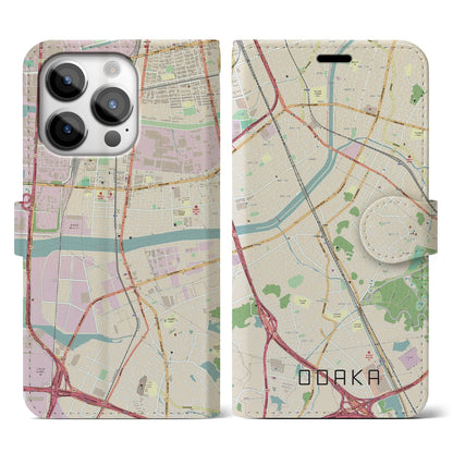 【大高（愛知県）】地図柄iPhoneケース（手帳タイプ）ナチュラル・iPhone 14 Pro 用