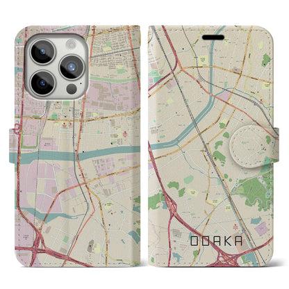 【大高（愛知県）】地図柄iPhoneケース（手帳タイプ）ナチュラル・iPhone 15 Pro 用