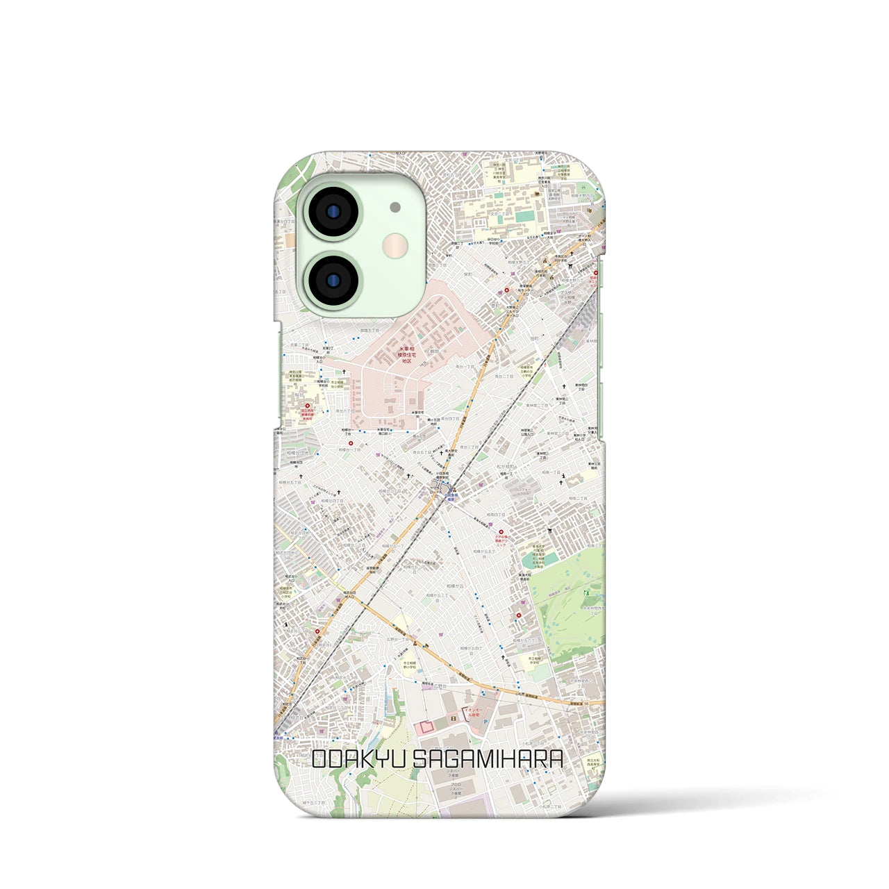 【小田急相模原】地図柄iPhoneケース（バックカバータイプ・ナチュラル）iPhone 12 mini 用